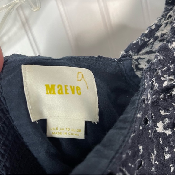 Anthropologie Maeve Dress Size 6 Lillianne Navy Floral Eyelet Boho Summer - Picture 6 of 12